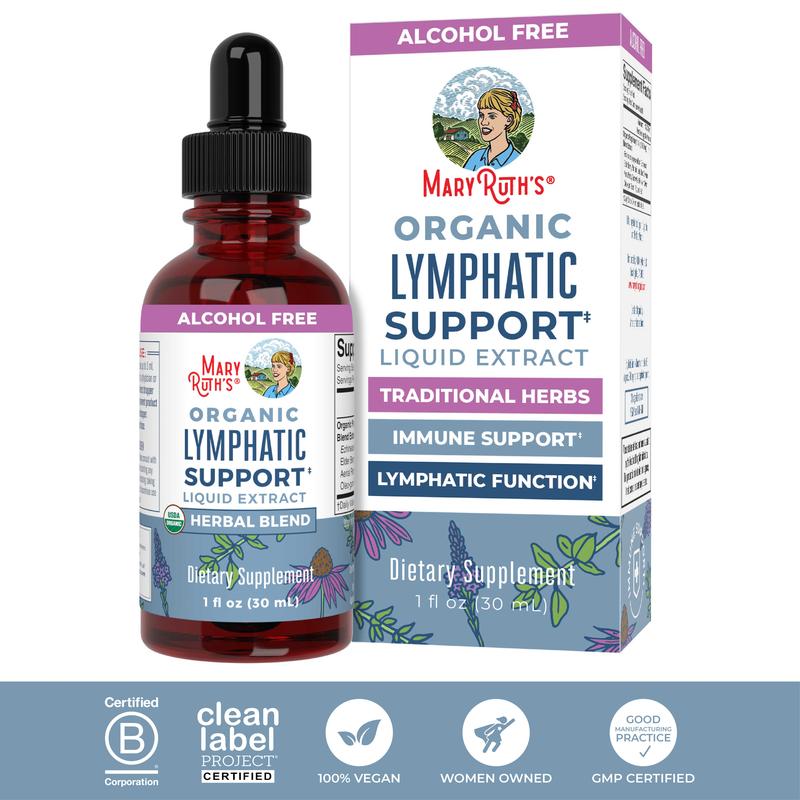 Lymphatic Support Herbal Blend Liquid Drops - Organic Lymphatic Cleanse - Echinacea & Elderberry - Blue Vervain - Vegan - 30 Servings
