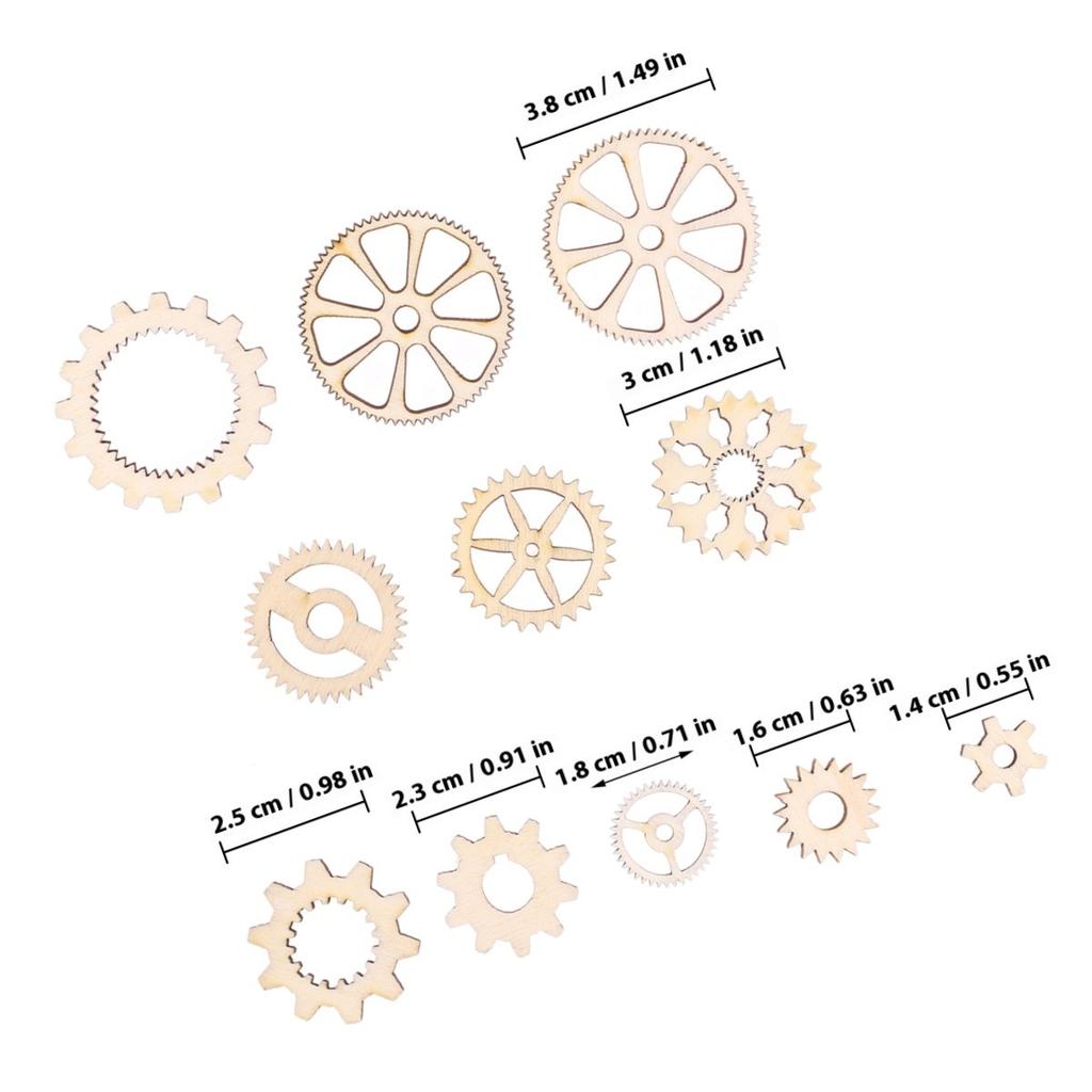 20Pcs Wood Jigsaw Gears Assorted Sizes for Crafting Decorative Accessories Art Projects DIY Ornament Scrapbooking Wall