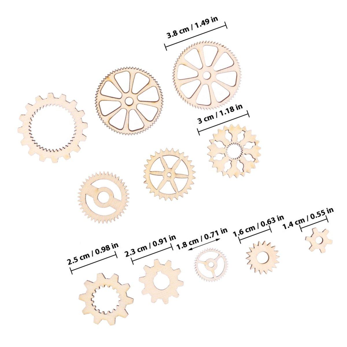 

40Pcs Wooden Gear Craft Embellishments Assorted Sizes for DIY Handmade Decorations Scrapbooking Gift Tags Art Projects бежевый