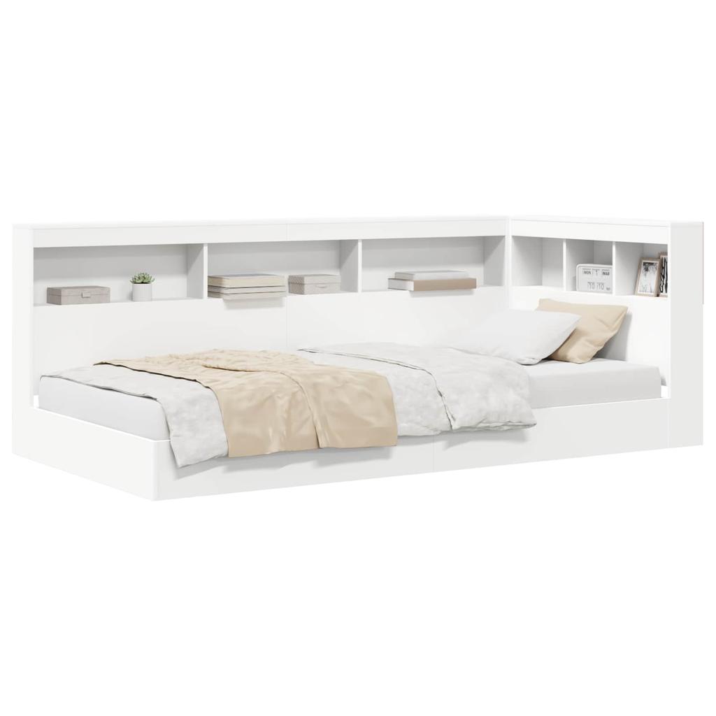 Letto con Libreria e Testiera Bianco 90 x 190 cm Truciolato