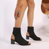 Sandali da Donna One Kick Tacco Quadrato Peep Toe Maglia Elastica Stivali a Rete da Donna Abito Estivo Tacco Scoperto Sandali da Donna