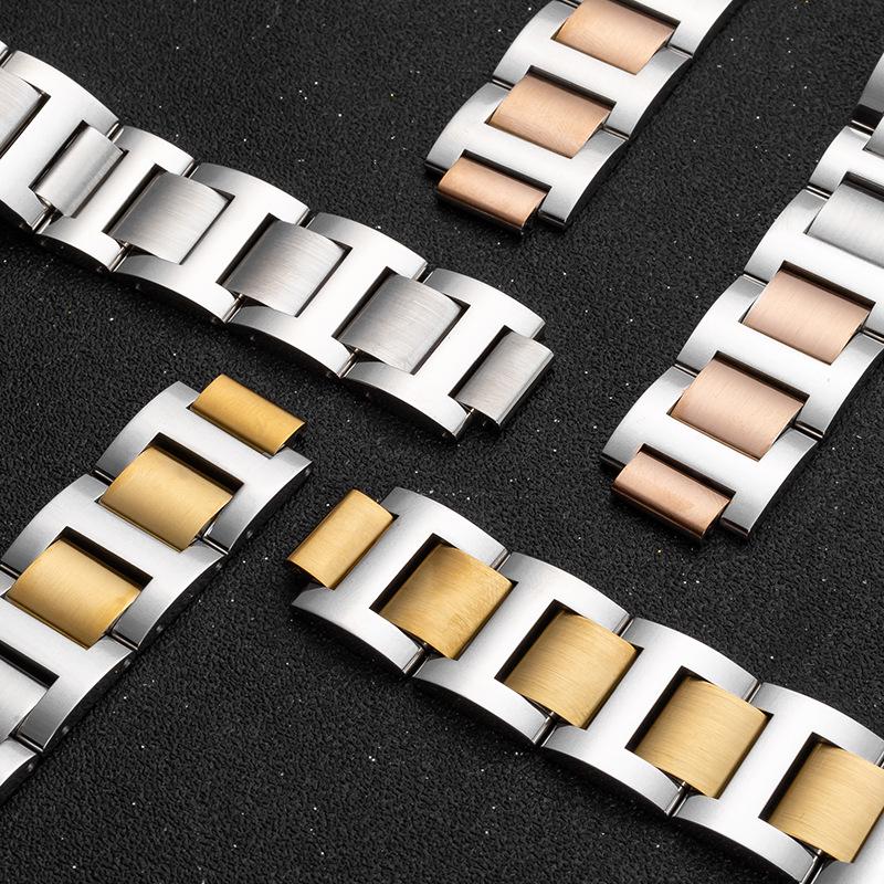 Stainless Steel Replacement Strap for Cartier Ballon Bleu - Men's & Women's Convex Mouth Watch Bracelet