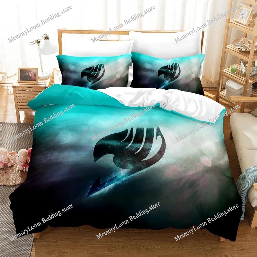 Stampa 3D Anime Fairy Tail Logo Natsu Set Letto Ragazzi Ragazze Misura Singola Queen Copripiumino Federa Letto Bambini Adulti Tessili per la Casa