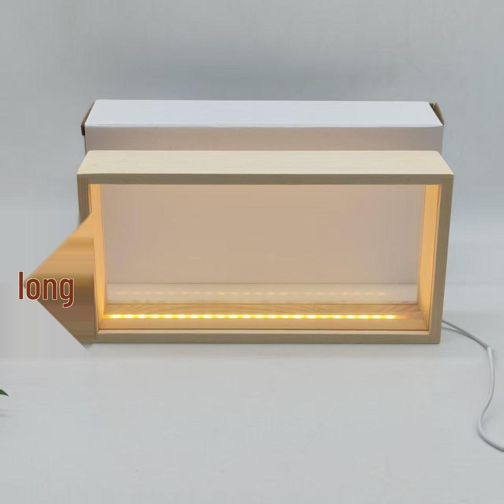 3D LED Glowing Dried Flower Photo Frame - Double-Sided Transparent Glass with Wooden Frame Night Light