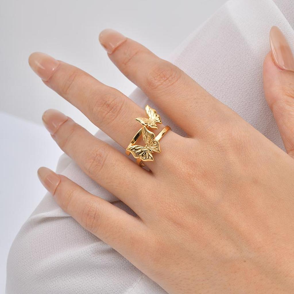Unique Stainless Steel Three Drop Butterfly Earrings for Women Gold Plated Butterfly Stud Earrings Fashion Jewelry Gifts