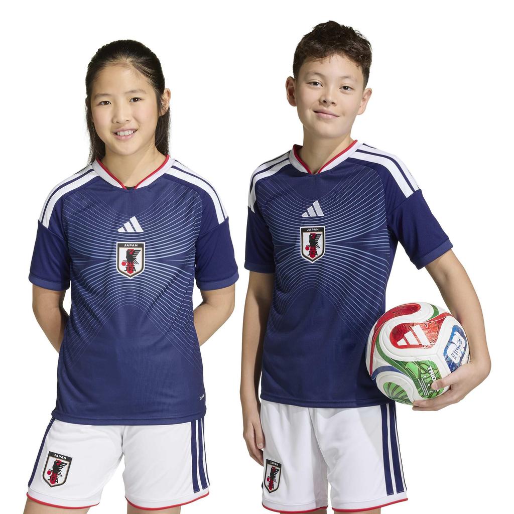 Adidas Kids' Short Sleeve T-Shirt, 2026 Japan National Football Team Home Replica Unisex Unisex Uniform, UV719, Japan Blue/Ash Blue (JZ9688), Size 140