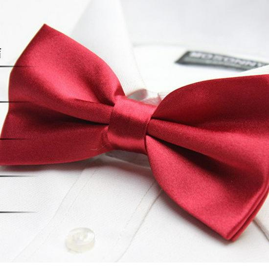 Solid Color Formal Wedding Bow Tie for Men - Customizable Logo and Multi-Color Options