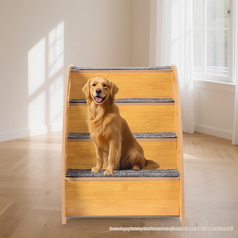 Wooden Pet Ladder: Bedside and Sofa Side Stairs for Dogs and Cats
