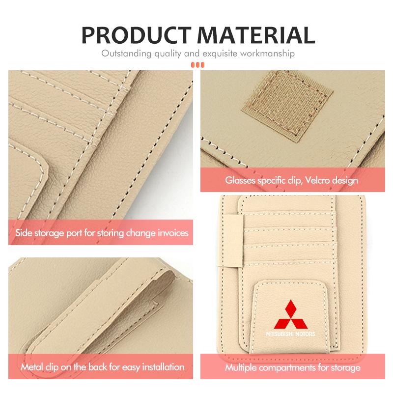 dnsh2 Car Sunglasses Holder Visor Pouch Bag Ticket Card Clip For Mitsubishi Outlander Lancer Eclipse Mirage Xpander Attrage