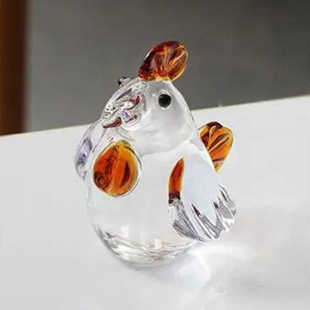 Niedliche Kristall Hahn Ornament Glasierte Tierfigur DIY Hühnerfigur Desktop