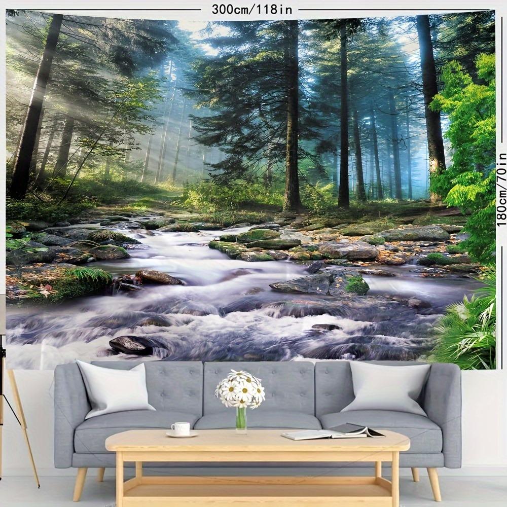 Forest Stream Tranquility Tapestry: Nature's RetreatWall Decoration Background Cloth, Bedroom Room Home Decoration