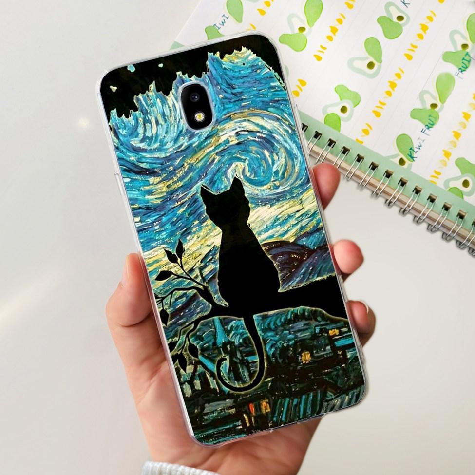 Case For Samsung J3 J5 J7 2017 Cover Cute Cartoon Cat Fashion Flowers Back Cover For Samsung Galaxy J7 2017 Phone Case