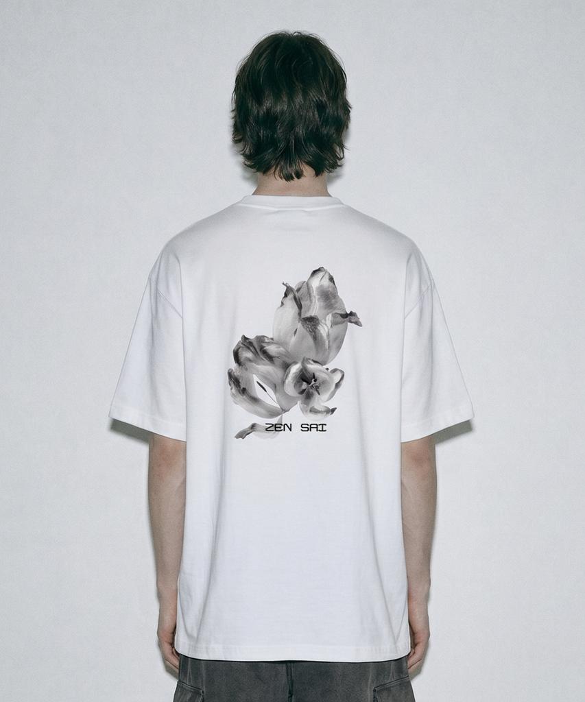 ZENSAI Sepia Flower Print White