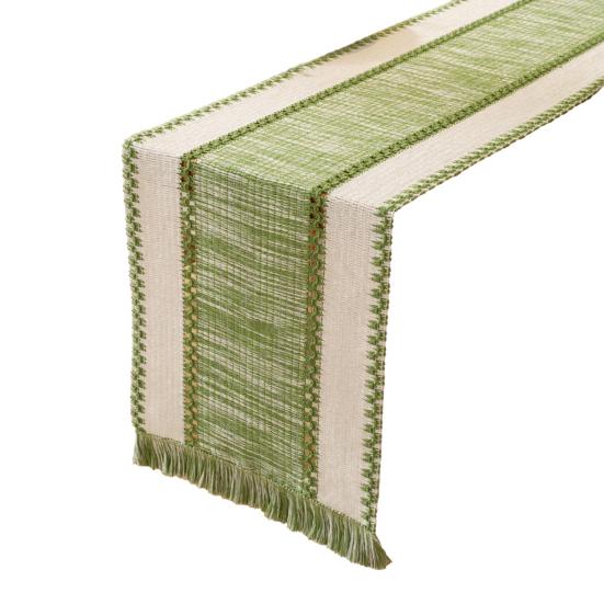 Boho Table Runner Color Block Table Runner with Tassels Farmhouse Table Runner for Kitchen Dining Table Dresser Home Decor
