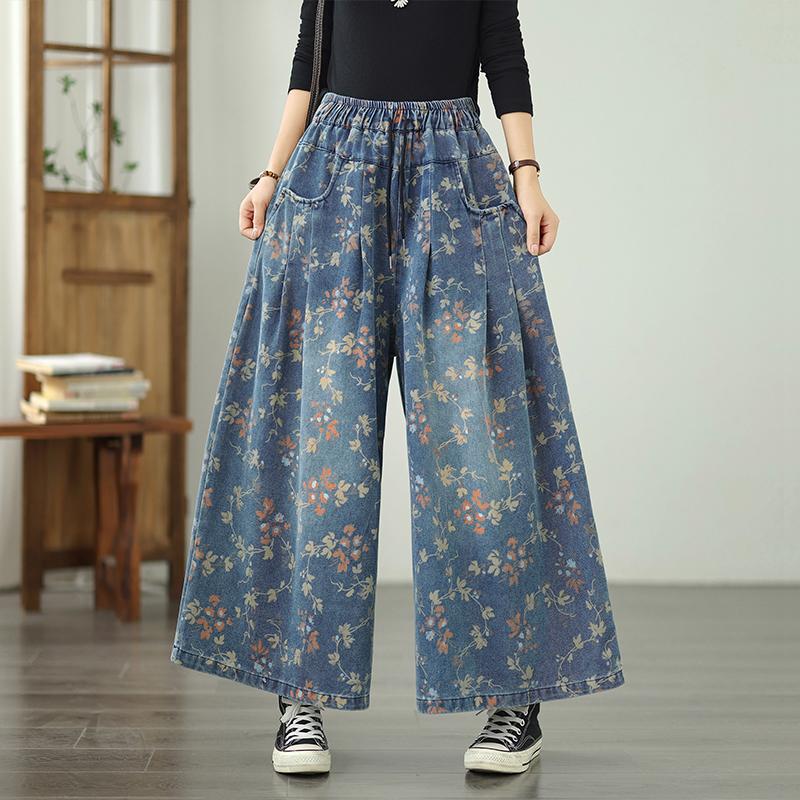 DIMANAF 2025 New Elastic Jeans Harlen Pants Women Basic Denim Trousers Big Casual Blue Pants