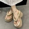 Star Rivets Chunky Wedge Flip Flops Women Summer Clip Toe Eva Platform Slippers Woman Punk Style Thick Bottom Sandals Female