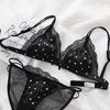 Japanese simple underwear women sweet cute bow lace bra no steel ring no trace gather girl bra cover