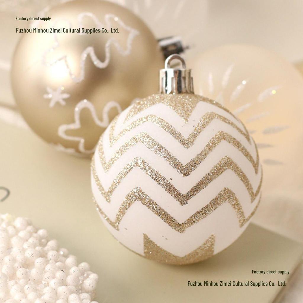 16-Piece Champagne Gold & White Christmas Tree Hanging Ornaments Set