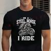 Motorcycle Engraved-Style On A Steel Horse I Ride Design Tshirt Cotton O-neck Short Sleeve Fashion Hip Hop Streetwear Tops Tee
