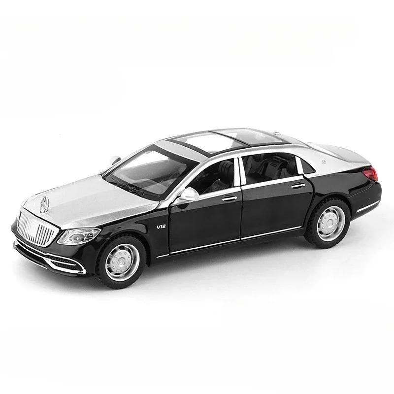 1/32 Benz Maybach S650 Model auta Slitina na hračky litá Limuzína Simulace Vozidla Zvuk Lehká Gumová pneumatika Hračky Dárky k narozeninám pro chlapce