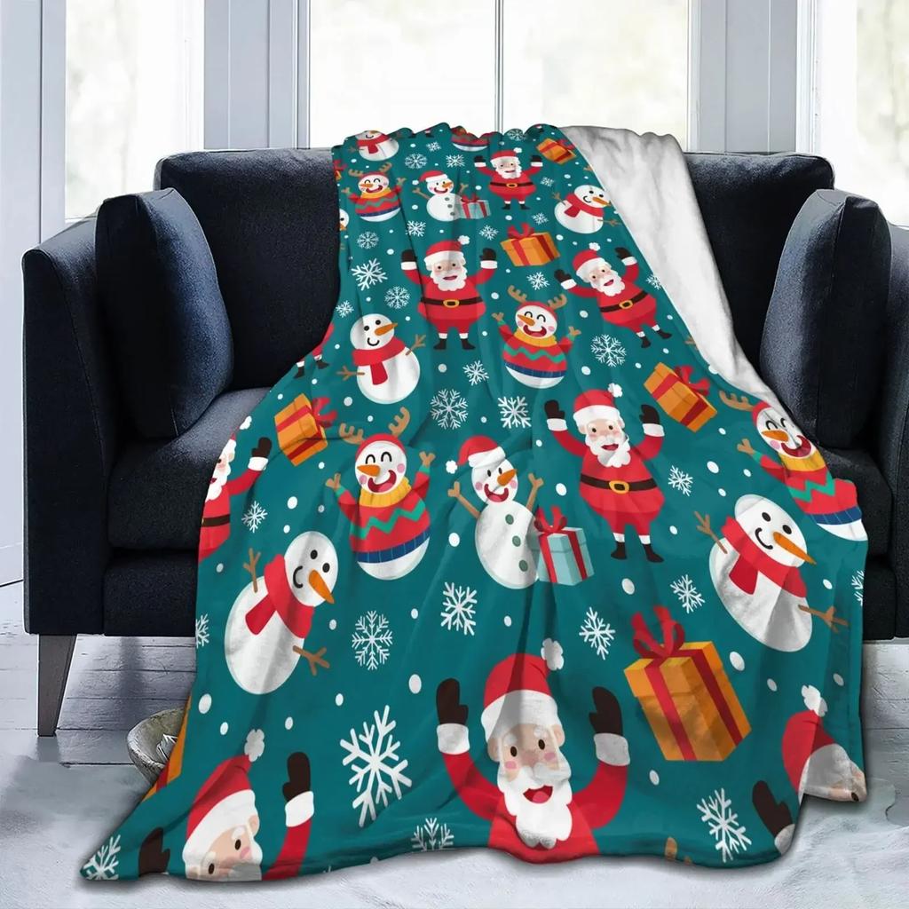3D Print Merry Christmas Blanket Sofa Cover Throw Santa Claus Xmas New Year Blanket Fleece Warm Bed Blankets for Bedroom Couch