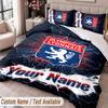 Lyon FC Printed Bedding Set Custom Name Text 1 Duvet Cover 2 Pillowcases For Bedroom