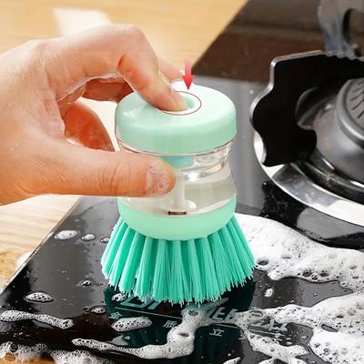 Spazzola multifunzionale per la pulizia della cucina con erogatore di sapone portatile, ideale per pentole, lavandini e fornelli, strumento essenziale per la pulizia della casa