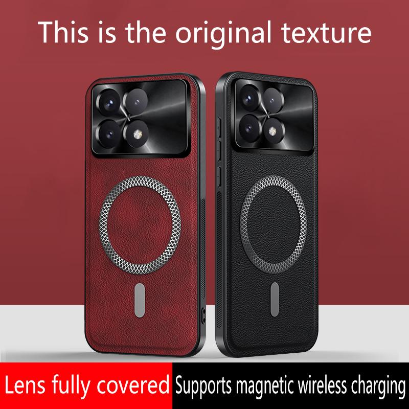 For Redmi K70 and K70 Pro Case Magnetic Elegant Leather Wear-Resistant Lens Fully Covered Non-Slip Grip Edge Cover Shell