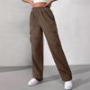 Fall Winter New Women's Loose Waist Elastic Waist Work Pants Corduroy Wide Leg Straight Leg Casual Pants