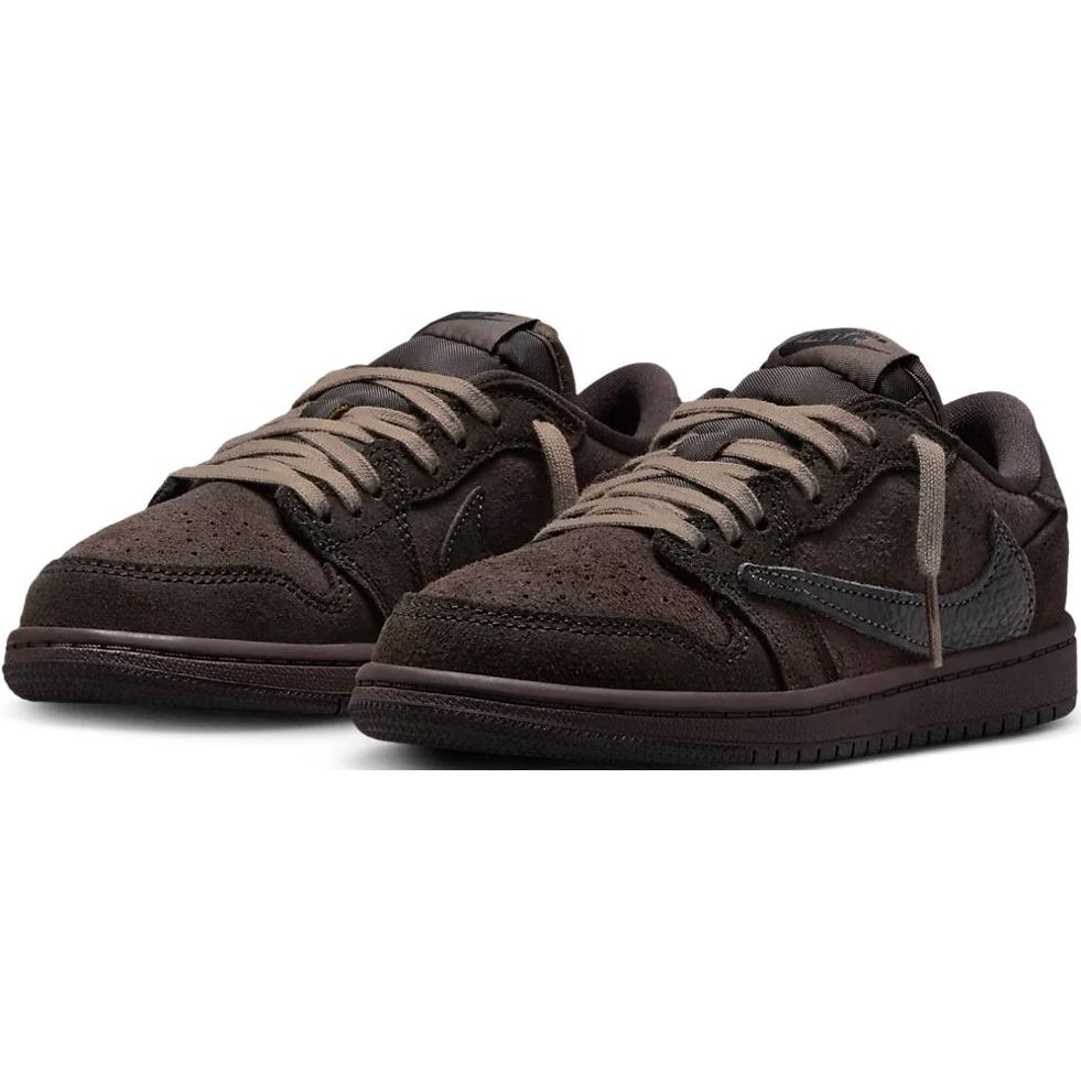 Travis Scott x Air Jordan 1 Retro Low OG SP PS Velvet Brown Kinder-Sneaker Dunkel-Mokka Schwarz DO5442-202