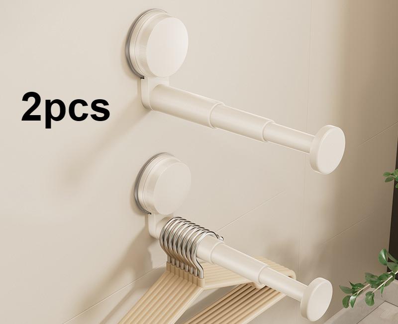 

2pcs Vintage Style Suction Cup Balcony Clothes Hanger Wall Storage Rack Multifunctional Retractable Hook Household Clothes Rack