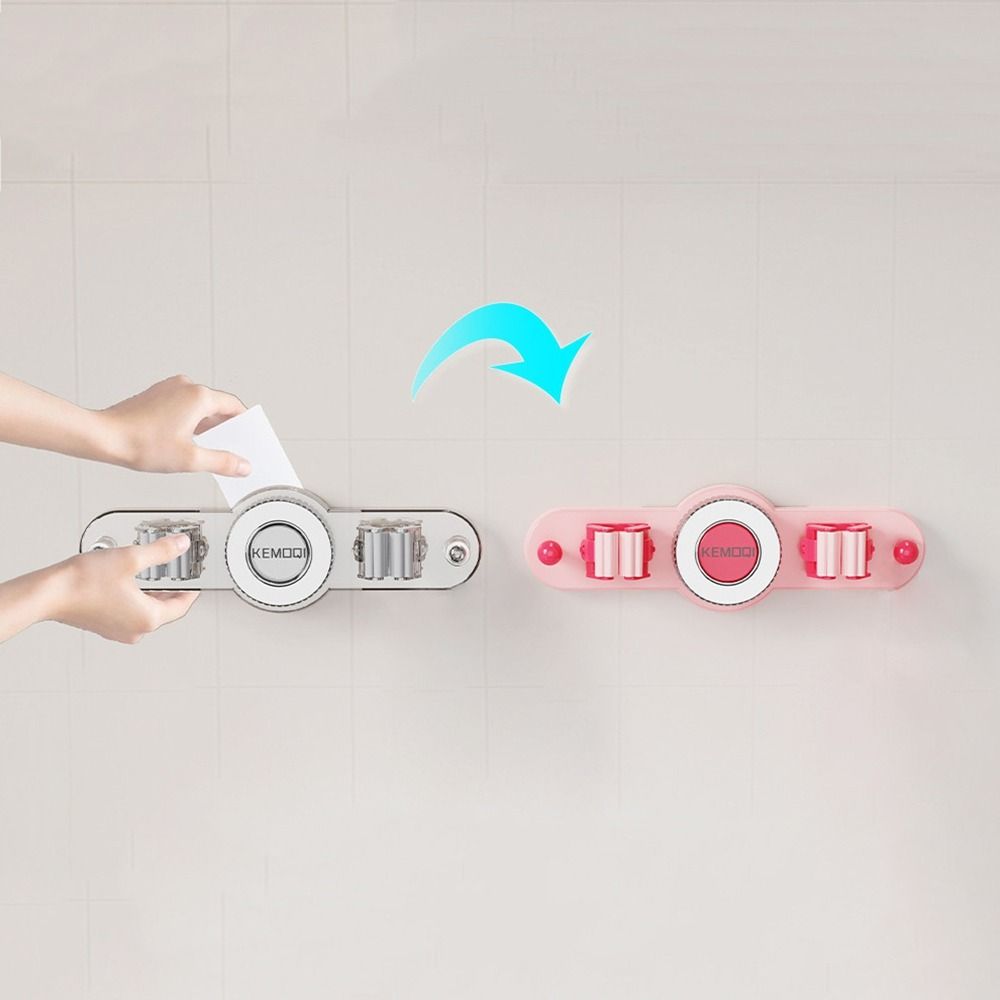 Non Punching Suction Cup Mop Holder Plastic Broom Storage Rack Multifunctional Mop Clamp  Bathroom