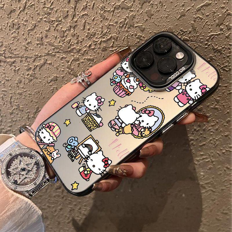 Applicable to Apple 11 mobile phone case iPhone11/11Pro cartoon color silver hard case Huawei p11 full screen kt cat