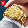 OLEVS Men's Watches Waterproof Luminous Sport Watch Chronograph Multifunction Business Fashion Gold Men's Quartz Watch
