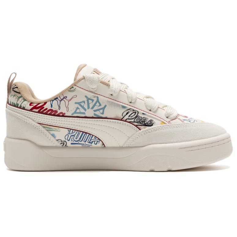 Puma Park Lifestyle Graffiti Moda Versátil Absorción de Impactos Duradero Zapatillas de Skate de Caña Baja Zapatilla Unisex Beige 405258-02