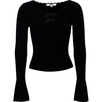 Women's Lace Trim Flared Sleeve Knit Top