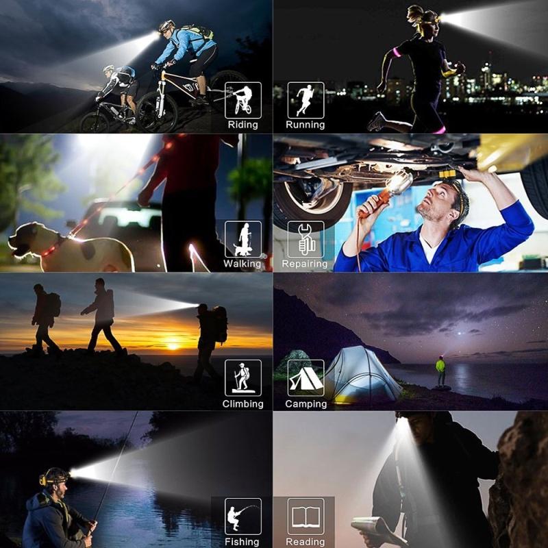 Mini LED Headlamp With USB Rechargeable Headlight Body Motion Sensor Camping Flashlight Head Light Torch Lamp