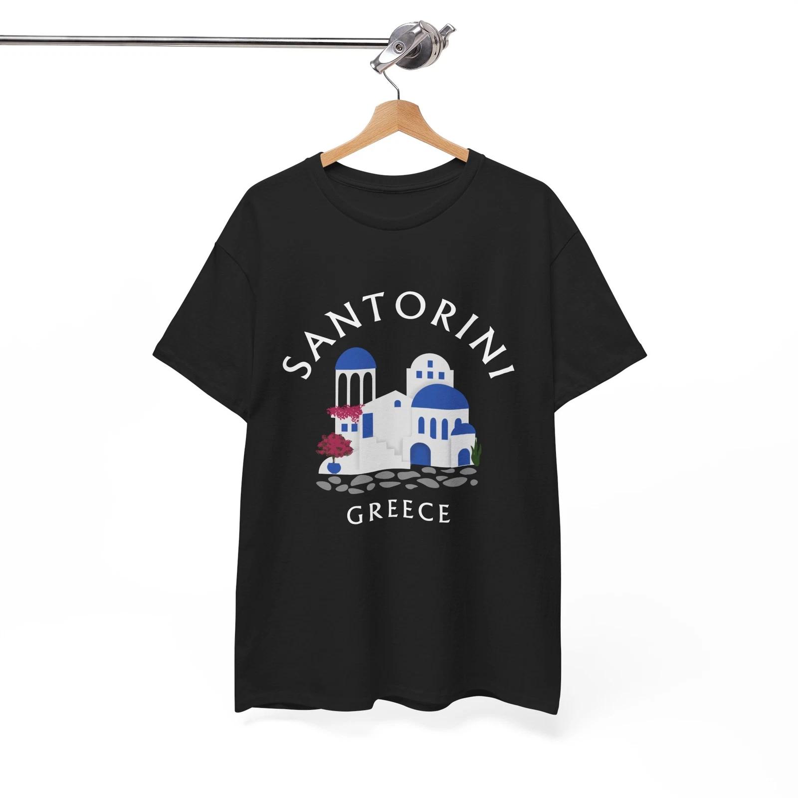 Santorini Greece Unisex Heavy Cotton Tee Shirt Greek Islands Men s Shirt Greece S