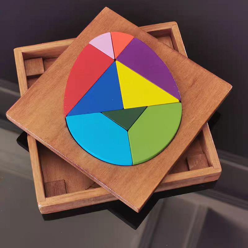 Bai Fen Bai Toys Kids Childrens Toys Egg Shaped Wooden Puzzle Boxes Casse Tete Brain Teaser Games Montessori Tangram Rompecabezas Learning Educational
