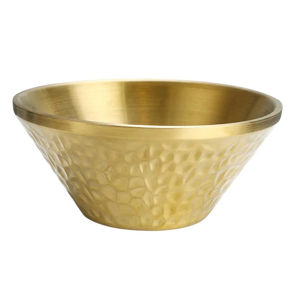 SUS304 Stainless Steel Insulated Soup Bowls Double Walled Hammered Texture Ice Cream Bowl Unbreakable Microwave Safe 12cm