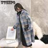 Women's Coats and Jackets Fashion Women's Plaid Double-Breasted Woolen Coat Ladies Overcoat