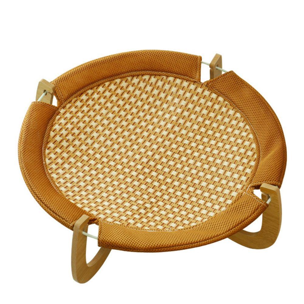 Breathable Wood Cat Bed Sturdy Comfortable Dog Hammock with Support Heavy Duty Round Kitten Sleeping Bed Outdoor Beds