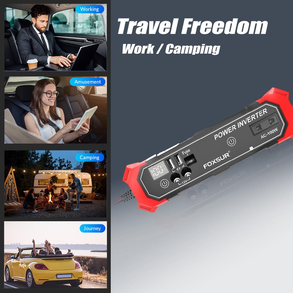 Zigarettenanzünder-Schnittstelle Auto-Stromversorgung Wechselrichter Umwandlung USB-Batterieklemme Auto-Stromwechselrichter DC 12V auf AC 230V Spannungswandler