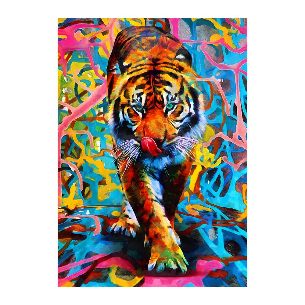 

Граффити Акварель Дикая природа Животные Постеры Принт Тигр Холст Живопись Настенное искусство Картинки для Современной гостиной Домашний декор 20x30cm