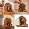 Wooden Indoor Halloween Arched Door Plaque Two Layer Sign with Round Adhesive Mounts for Party Entry Accent Use