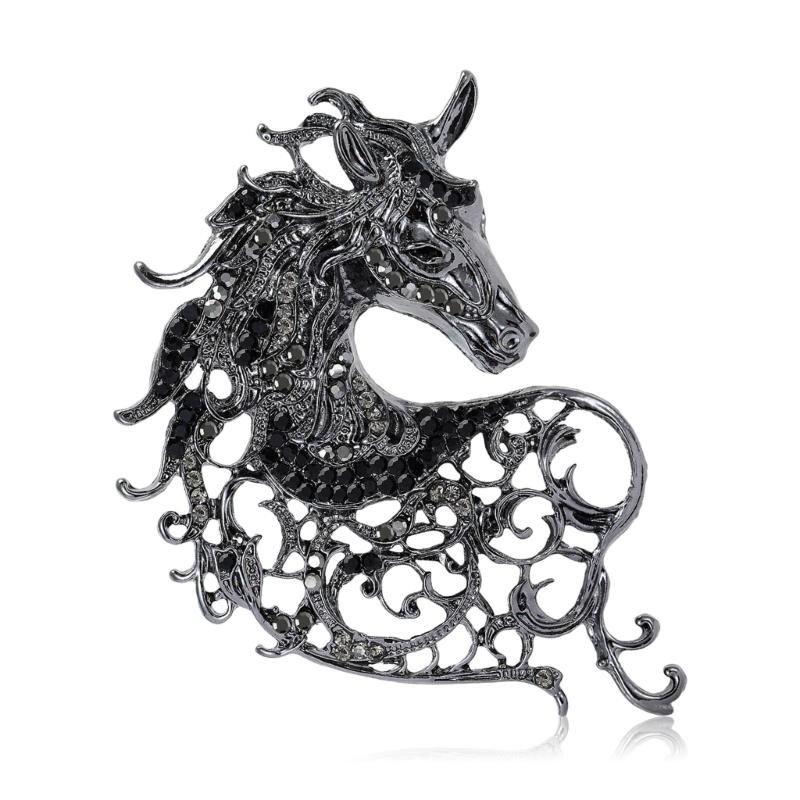 Unique Vintage Horse Head Brooch Elegant Fashion Chest Pin Badge Jewelry Clothing Accessory For Women Men