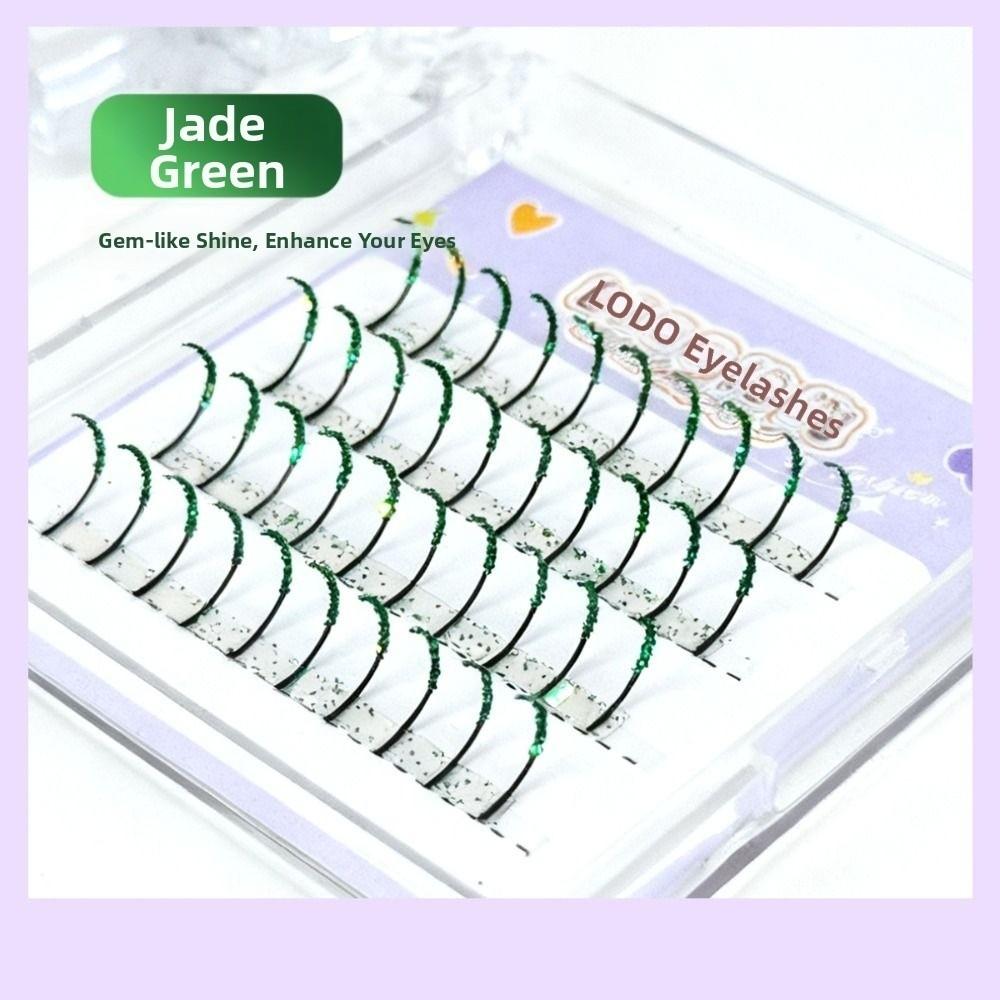 Green Color Shiny Lashes 11-13mm Glitter Eyelash Hot Colorful False Eyelashes  for Cosplay Party