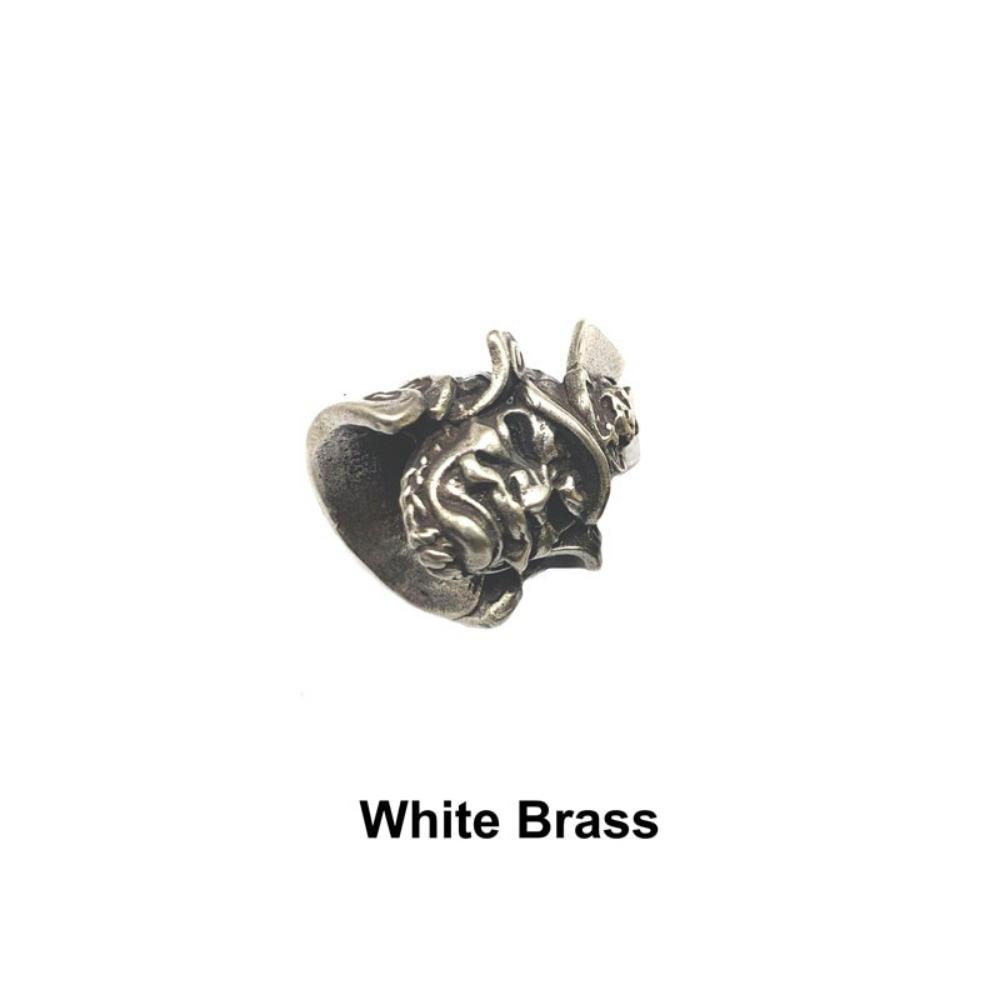 Retro Brass Japanese Samurai Figures General Helmet Handmade Knife Bead Woven Rope Keychain Pendant Accessories Outdoor Tool