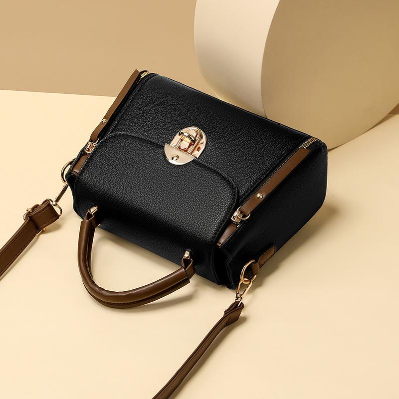 Vintage Versatile Lock Clasp Shoulder Bag Large Capacity Pu Leather Handbag Trendy Casual Simple Tote Bags For Women Gifts