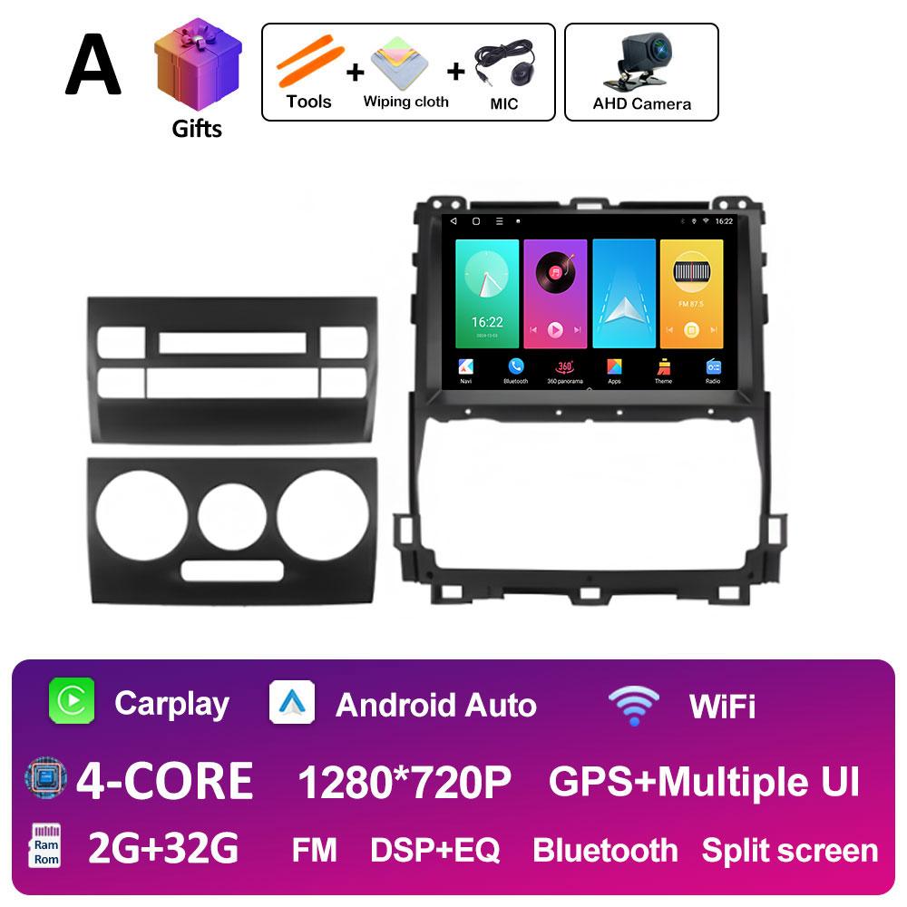 DSP Stereo For Toyota Land Cruiser Prado 120 3 III 2002 2003 2004 2005 - 2009 Android 14 Wireless Carplay GPS Navi 4G Head Unit